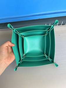 Plateau carré en cuir pour bureau, organiseur de <span class=keywords><strong>commode</strong></span>, plateau de rangement pour bijoux, monnaie, clés, téléphone, portefeuille, montre - Product Image 4