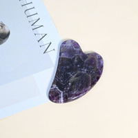 Nouvelle Planche Gua Sha Anti-Âge en Pierre d'Améthyste Naturelle, Outil de Soin de la Peau en Cristal Violet Rêveur