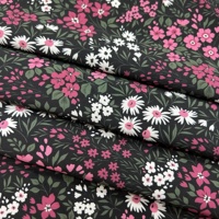 Tissu polyester imprimé fleurs Ditsy extensible dans les 4 sens, 160 g/m², personnalisé OEM, pour robes - Vente en gros