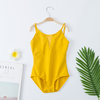 Leotard Leotards Wholesale High Quality Custom Logo Kids Girls Camisole Cotton Spandex Lined Yellow Ballet Leotard