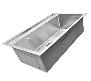 Évier de cuisine artisanal en acier inoxydable 304, simple ou double bac, surface brossée, facile à nettoyer, durable - Product Image 3