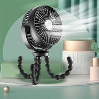Ventilateur portable mini USB rechargeable pour poussette, avec trépied flexible et pince pieuvre, vente en gros