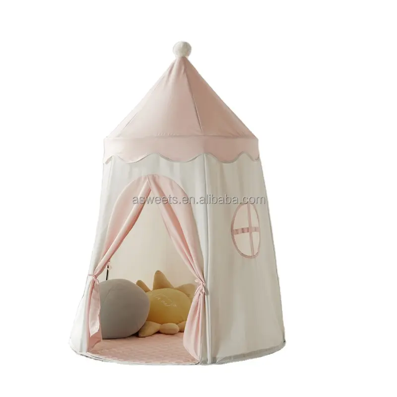 Asweets Indian Indoor large castle kids Play Tent Cotton Canvas play house game with mat Teepee tent for kids