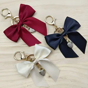 2023 Hot Sale Purse Scarf Bow Keychain Clip Bag Charm Accessory Mini Ribbon Charm Metal Key Ring Handbag Pendant For Women