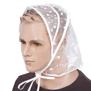 Gorro de lluvia transparente de plástico impermeable para mujer