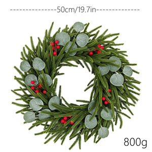Hot Sale Popular Christmas <b>Wreath</b> Hanging <b>Artificial</b> <b>Wreath</b> with Red Berries and Eucalyptus Leaf Decor for Holiday Home Decor - Product Image 5
