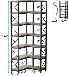 Étagère d'angle à sept niveaux, grande étagère moderne pour le rangement et la présentation d'objets, idéale pour le salon ou le bureau à domicile - Product Image 2