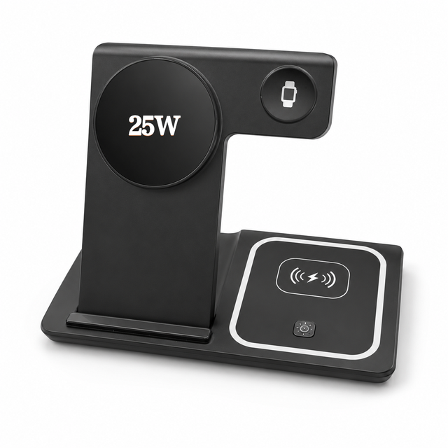 High Quality Product Chargeur Sans Fil Foldable Desktop 3 In1 Wireless Charger for iphone 25W Fast Charger With Night Light Gift
