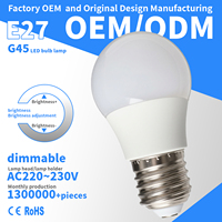 Ampoule LED G45 E27 AC220~240V, variateur de lumière par thyristor, télécommande, abat-jour en plastique blanc, indice de rendu des couleurs Ra80, économie d'énergie