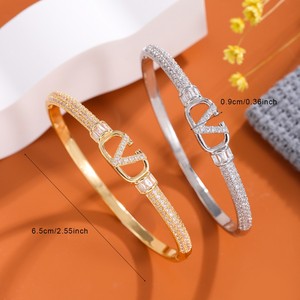 Fashion <b>Charm</b> <b>Bracelets</b> For Women Gold And <b>Silver</b> Zinc Alloy English Alphabet Design Gift Jewelry 7.22-2 - Product Image 2