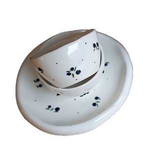 Korean Instagram Style Nordic Girl's Heart Fruit Coffee <b>Cup</b> <b>Saucer</b> Cherry Blueberry Porcelain Eco-Friendly Dishwasher Safe - Product Image 5