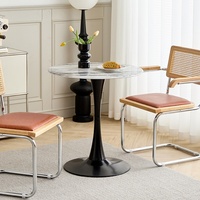 Table à manger mobile de luxe en marbre style nordique avec plateau en ardoise et structure en acier carbone, 4 places, pour bureau, réception, café, balcon