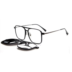 กรอบแว่นตาไทเทเนียม 3 in 1 แบบโพลาไรซ์พร้อมคลิปแม่เหล็ก สำหรับผู้ชายและผู้หญิง กรอบแว่นสายตาแบบอ่านหนังสือ แข็งแรงทนทาน - Product Image 6