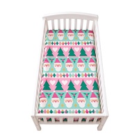 Drap-housse de berceau 100 % coton pour Noël, rose et vert menthe, imprimé Père Noël, doux et respirant, pour chambre de bébé
