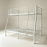 Lit superposé double sur grand lit, cadre en fer robuste argenté, mobilier de maison pour chambre d'enfant, dortoir, appartement, Airbnb - Meilleure vente