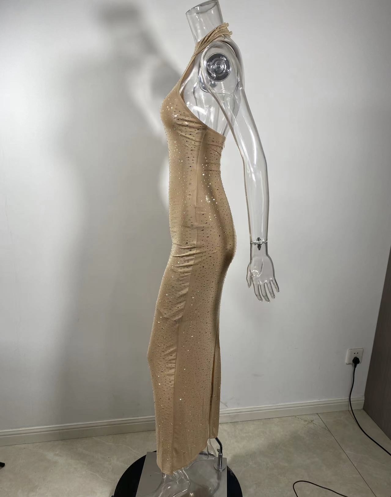 hot and delicious gold dress VC Women'S Gold Sequins Luxury Party Gown Sexy Backless Long Dress For Wedding Banquet Party Female