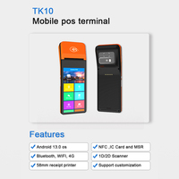 Terminal de paiement mobile Android 13 avec écran tactile de 6 pouces, 4G WIFI, lecteur de codes-barres, système de point de vente portable