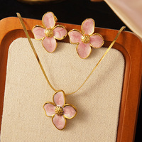 Saint-Valentin 2026 : Ensemble de bijoux en acier inoxydable motif œuf de poule et fleur, coloré, effet goutte d'huile, très tendance