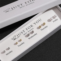 Set Kotak Minggu Anting-anting Stud Bunga Hati Anting Mutiara Pita Lucu Elegan Gaya Prancis Set Kotak Hadiah Anting-anting Juntai Modis Grosir