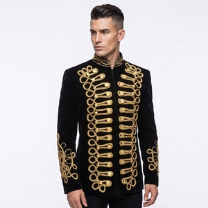 Blazer Homme Croisé à Capuche Style Rétro Européen Smoking Col Montant Boutons à Cordon Imperméables Été - Product Image 1
