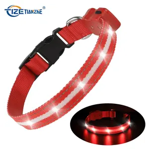 Led Dog Collar Usb Rechargeable Polyester Pet Accessories Dog Cat Puppy Safe Luminous Flashing Necklace Pet Suppliers