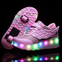 Chaussures de sport LED tendance avec roulettes pour enfants, baskets à roulettes confortables pour l'école, chaussures à roulettes pour enfants