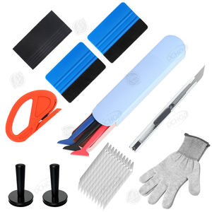 CLEZE 9 pièces Auto vinyle Film emballage raclette avec feutres papier peint grattoirs <span class=keywords><strong>Mobile</strong></span> écran autocollant fenêtre propre outils - Product Image 1