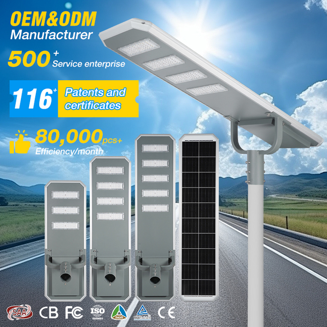 Outdoor Ip66 Waterproof Solar Lamp Die Casting Aluminum 40W 60W 80W 100W 120W Integrated All in One Led Solar Street Light