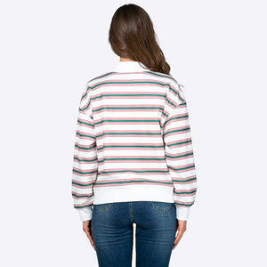 Custom <strong>Women's</strong> MERRY Letter Applique Embroidery Striped Mock Neck Long Sleeve Loose <strong>Christmas</strong> Pullover <strong>Sweatshirt</strong> Manufacturer - Product Image 6