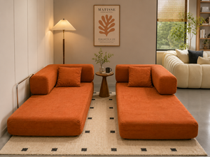 Elegante Sofá Cama Modular de Pana Verde, Sofá Plegable Comprimido con Respaldo Acolchado, Conjunto de Sofá Multifuncional - Product Image 3