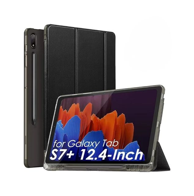 Ultra Slim Translucent Trifold Stand Smart Cover for  Samsung Tab S7 Plus 12.4 Inch Tablet 2020 Magnetic PU T970/T975/T976/T978