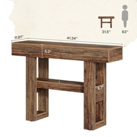 Table console en bois style farmhouse de 41,34 pouces, table étroite à 2 niveaux pour salon, entrée, avec étagères de rangement