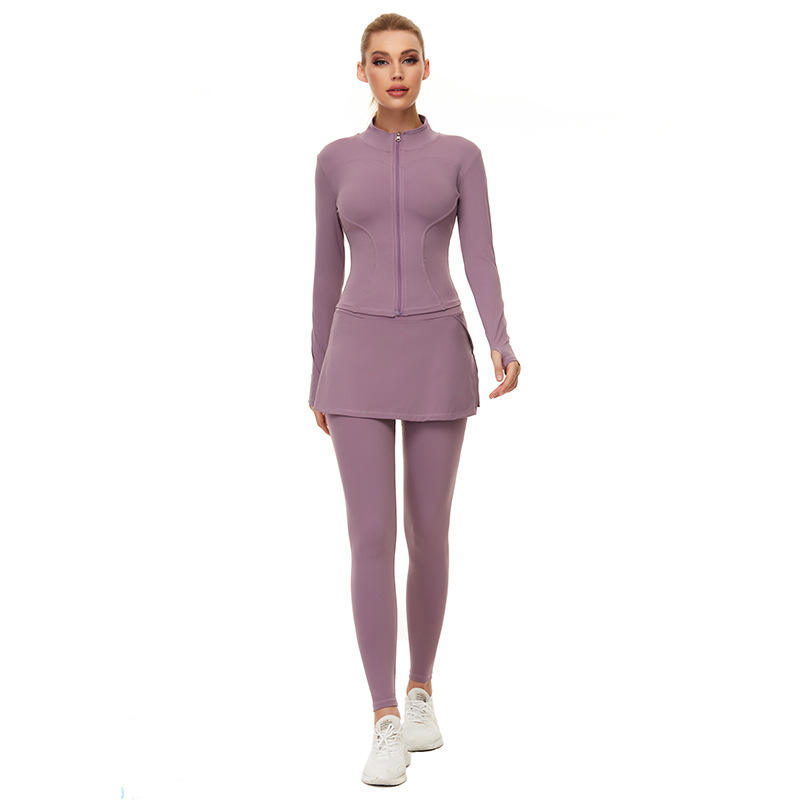 ชุดสูทกระโปรงแจ็คเก็ตสีม่วง