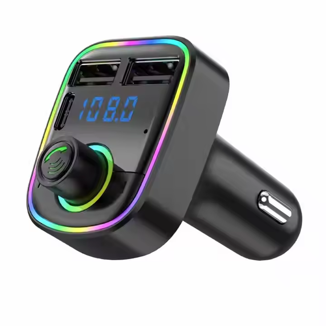 Handsfree Wireless CarBT MP3 Player with Dual USB+C-type Fast Charging Cigarette Lighter Converter