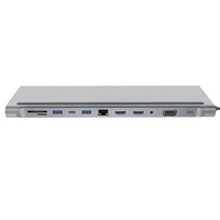Station d'accueil multifonctionnelle Type C pour ordinateur portable, câble intégré USB 3.0, hub USB C 12 en 1