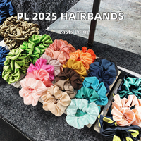 2025 femmes élégant noir Satin cheveux chouchous couleur bonbon solide élastique élastique élastique chapeaux