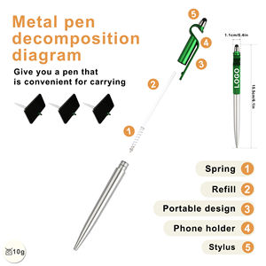 Stylo multifonction 3-en-1 avec support de téléphone tactile et logo personnalisé, idéal pour le bureau et l'école – Vente en gros à succès - Product Image 2