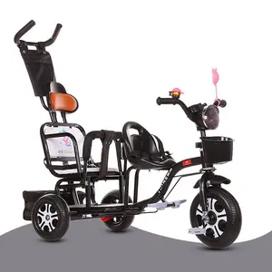 Tricycle populaire à trois roues pour bébés, avec deux sièges, pour garçons et filles, vente en gros, nouvelle collection 2021