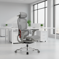 Chaise de bureau ergonomique en maille au design moderne avec appui-tête réglable et fonction pivotante pour cadre dirigeant