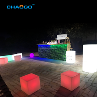 A distanza di controllo ricaricabile RGB che cambia illuminato 3d cubo di plastica sedile esterno mobili da salotto seduta cubo led