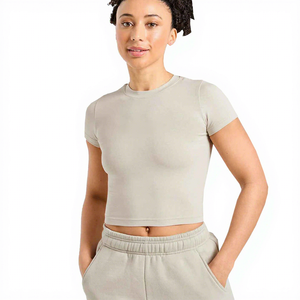 Trending Custom Women Crop Top Regular Fit Contrast Trim Cotton Baby Tee OEM ODM Wholesale High Customized - Product Image 1
