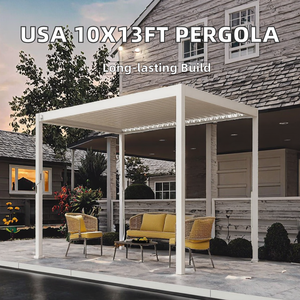 Louvered Pergola Aluminum <b>Frame</b> Pressure Outdoor Pergola Aluminum Pergola Gazebo with Adjustable Slats Roof Integrated Drainage - Product Image 2