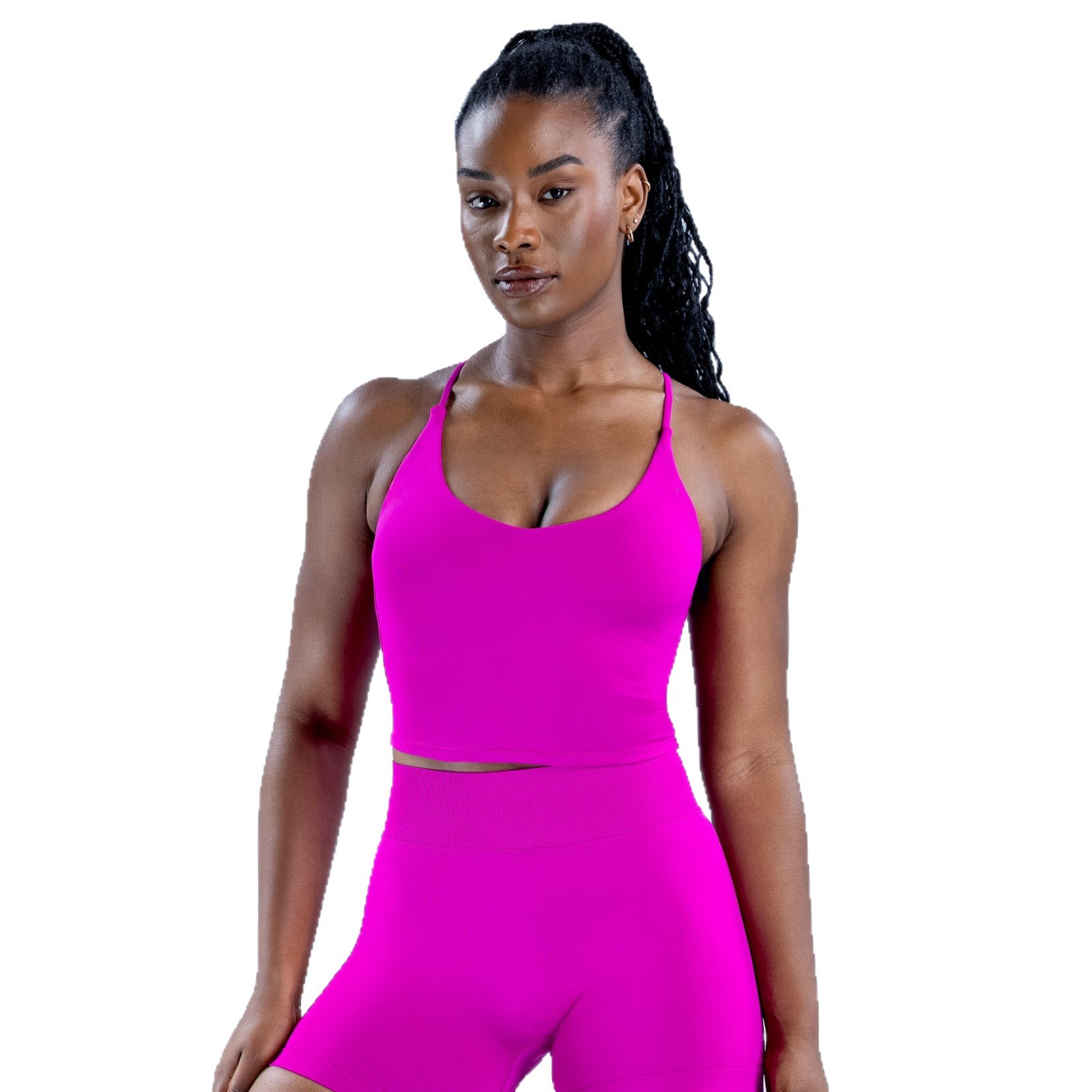 High Elastic Full Extinction Breathable Wrinkle-Resistant Heat-Transfer Printed Nylon Dew Navel Hidden Stitching Women's Tops