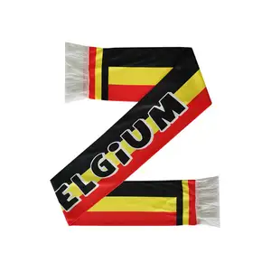 Индивидуальный дизайн, вязаный полиэфир, бельгийский футбольный шарф, шарф с цифровой печатью для фанатов 15*135 см