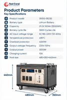 Stasiun Daya Portabel OEM 3500W 3000Wh Lithium Iron Phosphate Generator Tenaga Surya Gelombang Sinus Murni dengan Roda Tarik