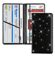 Porte-cartes d'assurance et de carte grise brillant pour voiture, organiseur de boîte à gants, dossier de documents de véhicule, accessoires auto pour femmes