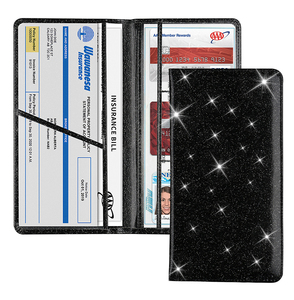 <span class=keywords><strong>Porte</strong></span>-cartes d'assurance et de carte grise brillant pour <span class=keywords><strong>voiture</strong></span>, organiseur de boîte à gants, dossier de documents de véhicule, accessoires auto pour femmes - Product Image 2