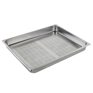 Bandeja perforada de acero inoxidable GN 2/1 para alimentos, 65 × 53 × 6.5 h cm, 2836 g, Inox Macel - Product Image 1