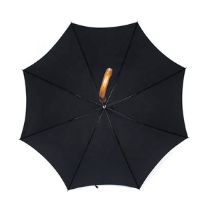 Paraguas Recto Personalizado para Hombre, Resistente al Viento, Apertura Automática, Tela de Pongee 190T Impermeable, Mango Curvo de Madera, Color Negro - Product Image 3