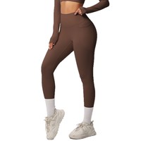 Celana Yoga nyaman wanita, Legging Olahraga Lari dan Fitness berpinggang tinggi warna polos bersirkulasi